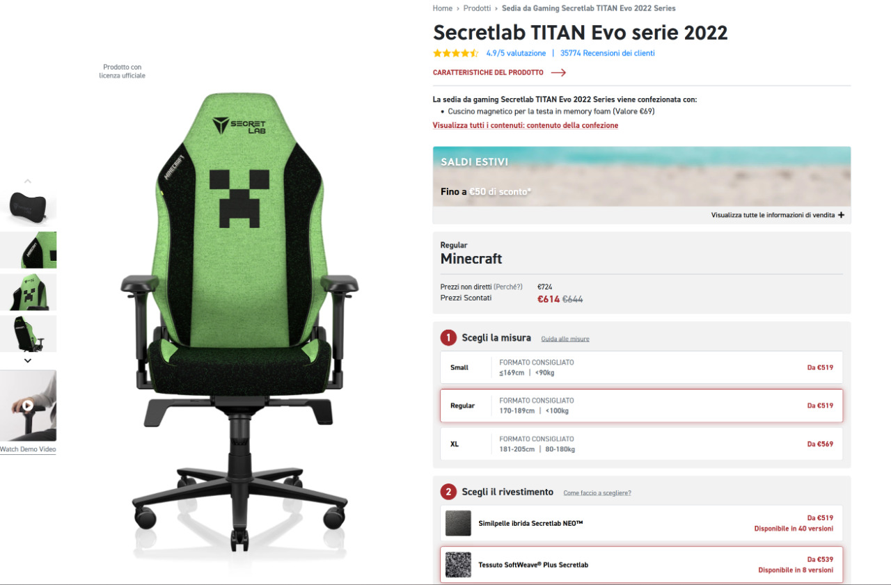 Secretlab Titan Evo 2022 Minecraft  - Le migliori da acquistare