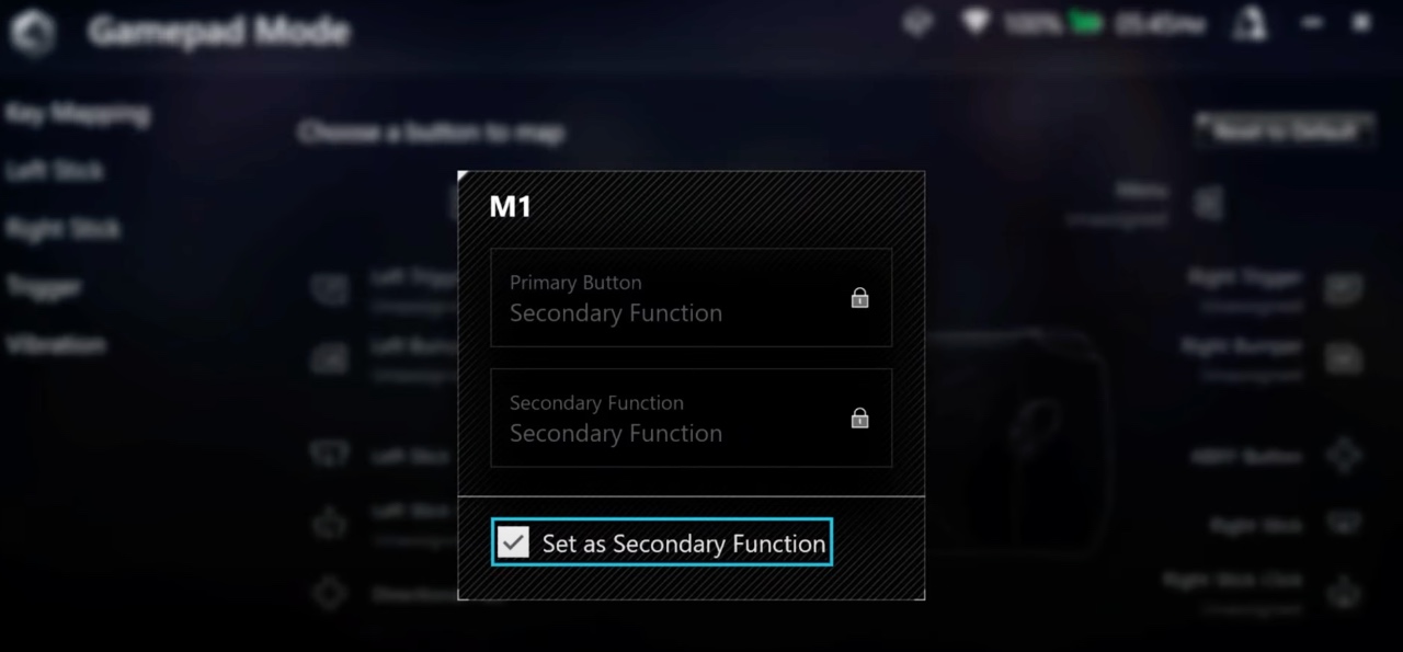set as secondary function rog ally