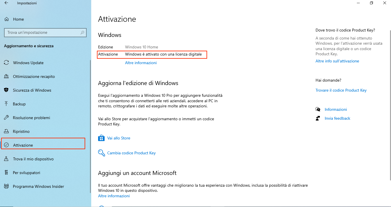 Windows 10 permette di riattivare la licenza con nuovo hardware