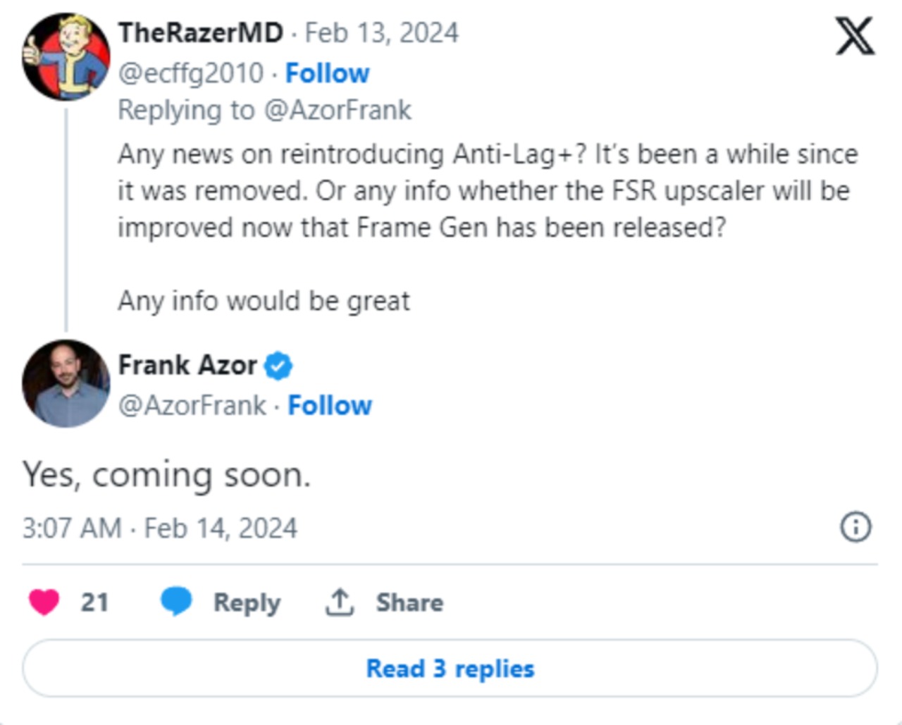 AMD: ritorno di Anti-Lag+ confermato ufficialmente