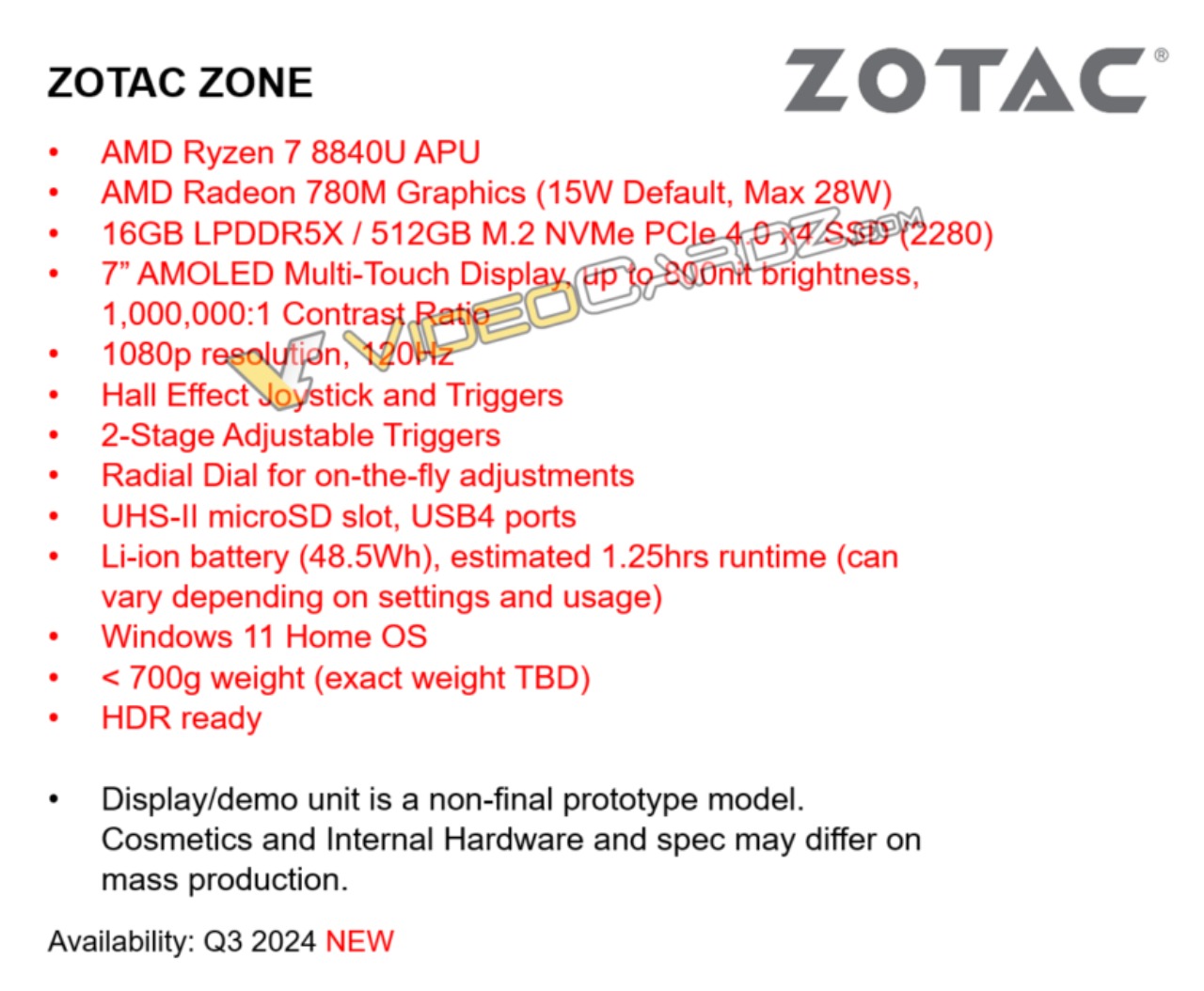 ZOTAC ONE: specifiche tecniche emerse in nuovi leak