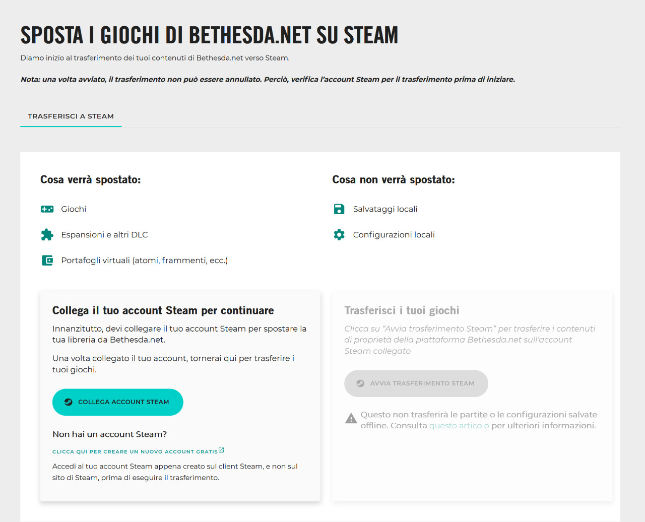 Tool trasferimento Bethesda - Steam